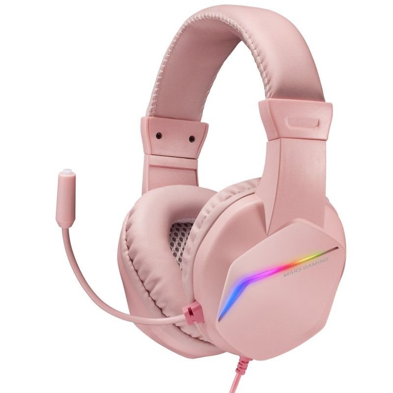 Mars Gaming MH122| Conector 3.5| Fones de Ouvido Rosa para Jogos com Microfone
