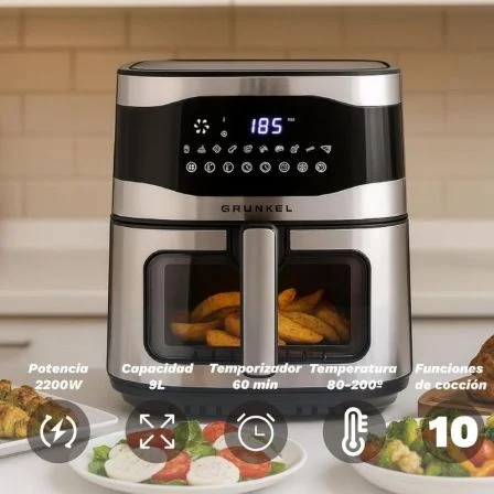 Freidadora a ar Fritadeira | Grunkel Maxisteelfryer sem óleo | 2200W | Capacidade 9L
