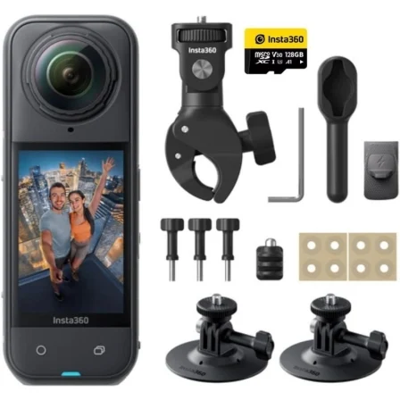 Insta360 X5 Pacote de Motocicleta | 8K | Ângulo de Visão 360º |Câmera Digital Esportiva Preta