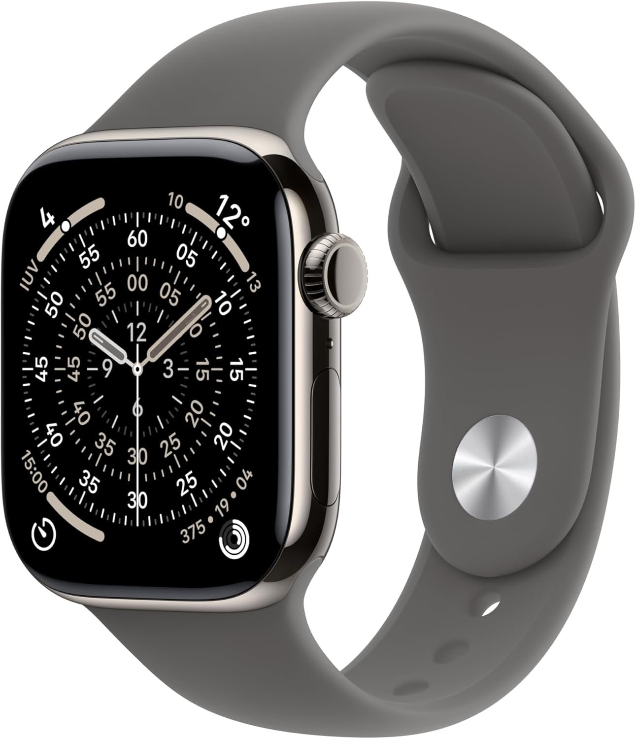 Apple Watch Series 11| GPS| telemóvel| 42mm| Titânio natural | cinta esportiva preta (M|L)