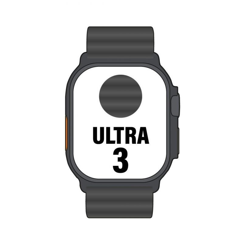 Apple Watch Ultra 3 | GPS| telemóvel| 49mm| Caixa preta de titânio | Correia do oceano preto