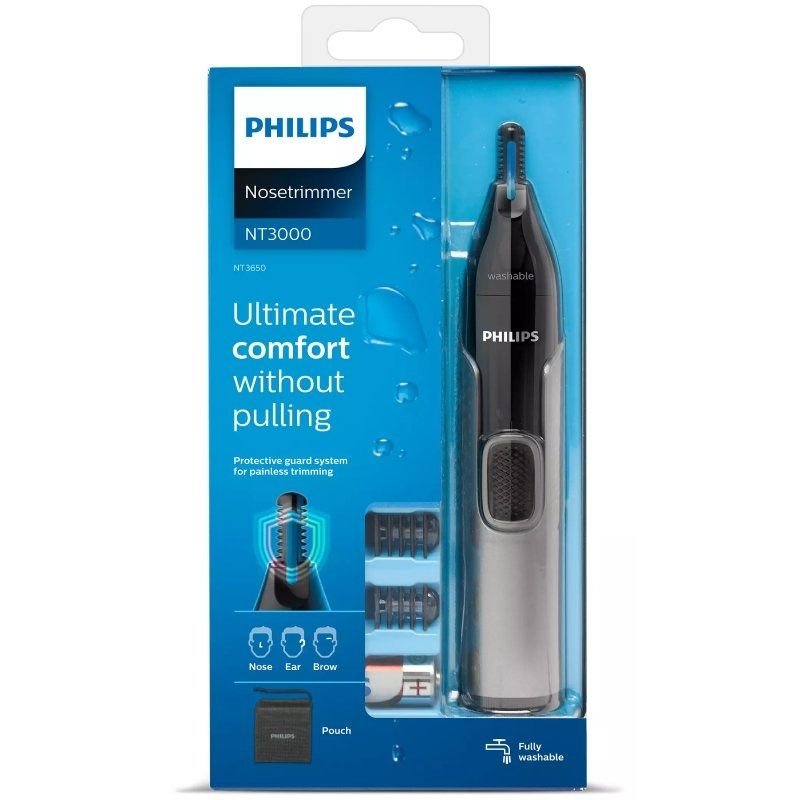 Aparador de Pelos do Nariz Philips Nose Trimmer 3650 Série 3000| a Pilhas| 3 Acessórios