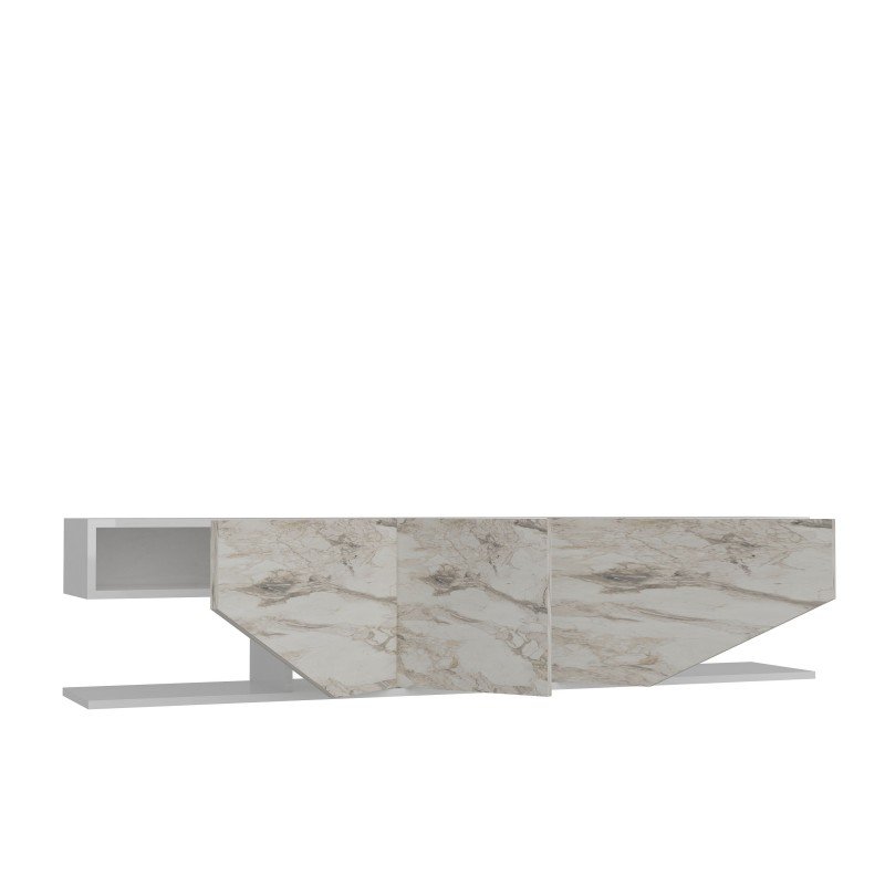 Móvel TV VIOLET, bilaminado mármore branco, 180 cms