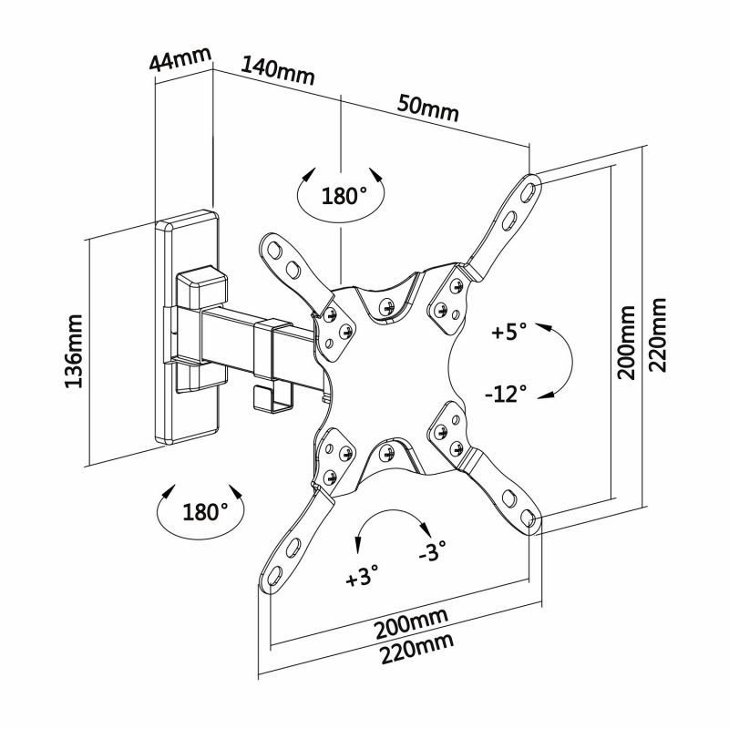 Montagem de parede extensível|giratória|inclinável|nivelável Aisens WT42TSLE-009 para TV de 13-42" | até 20kg