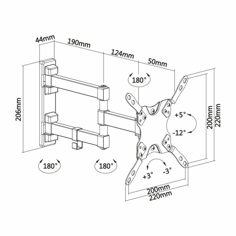 Aisens WT42TSLE-011 montagem de parede extensível|giratória|inclinável|nivelável para TV de 13-42" | até 20kg