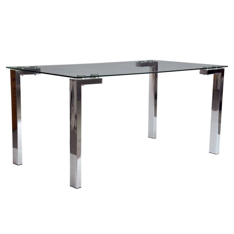 Mesa LAINEY, cromada, vidro, 140 x 80 cms