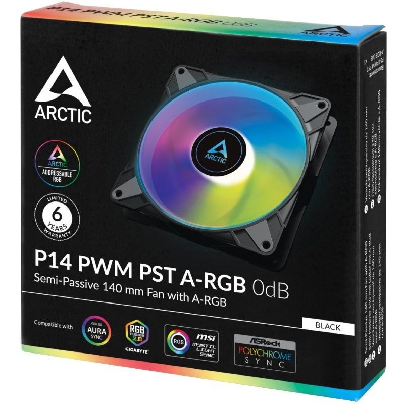 Ventilador Arctic P14 PWM PST A-RGB| 14cm| preto