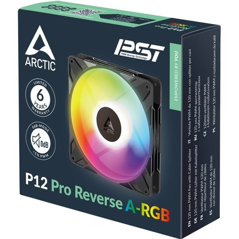 Ventilador Arctic P12 Pro Reverse A-RGB| 12cm| preto
