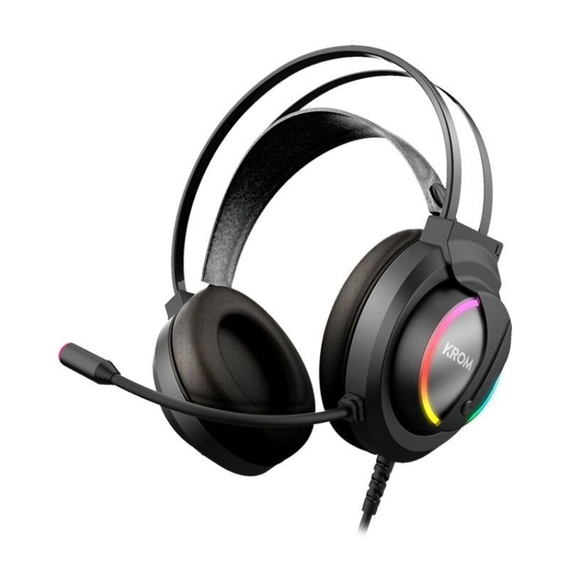 Fone de ouvido Krom Kappa Gaming com Microfone| Entrada 3.5| USB 2.0| Preto