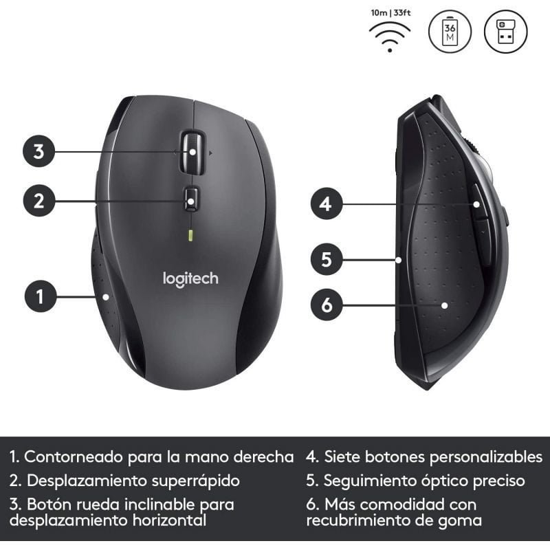 Logitech Marathon M705 Wireless Mouse| Até 1000 dpi