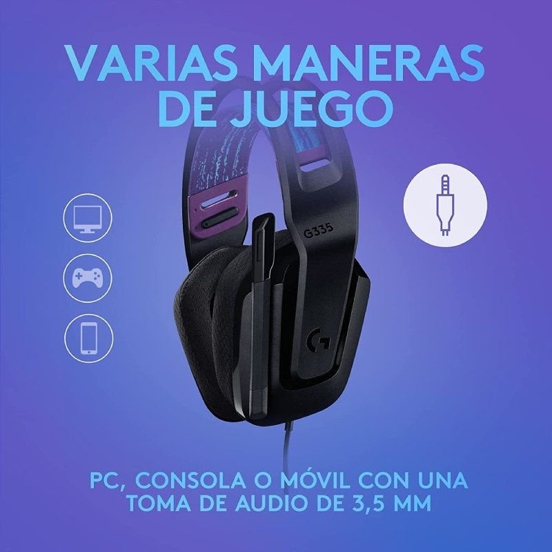 Auriculares Gaming com microfone Logitech G335| Jack 3.5| Pretos