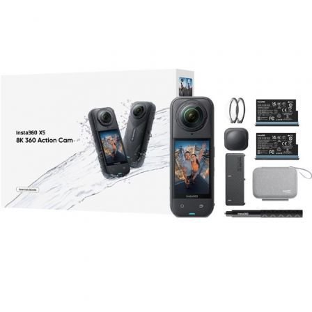 Kit Essencial de Câmera Digital Esportiva Insta360 X5 | 8K |Ângulo de Visão 360º |Preto