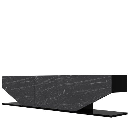 Móvel TV VIOLET, bilaminado mármore preto, 180 cms