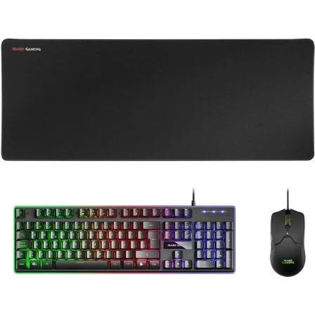 Mars Gaming MCPX Gaming Pack | Teclado H-MECH + Mouse óptico + Mousepad |Preto