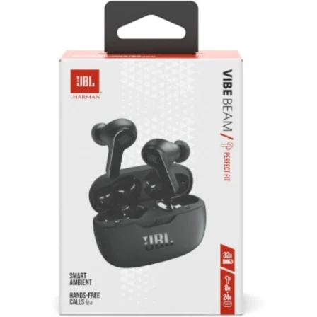 Fones de ouvido Bluetooth JBL Vibe Beam com estojo de carregamento| autonomia 8h | Preto