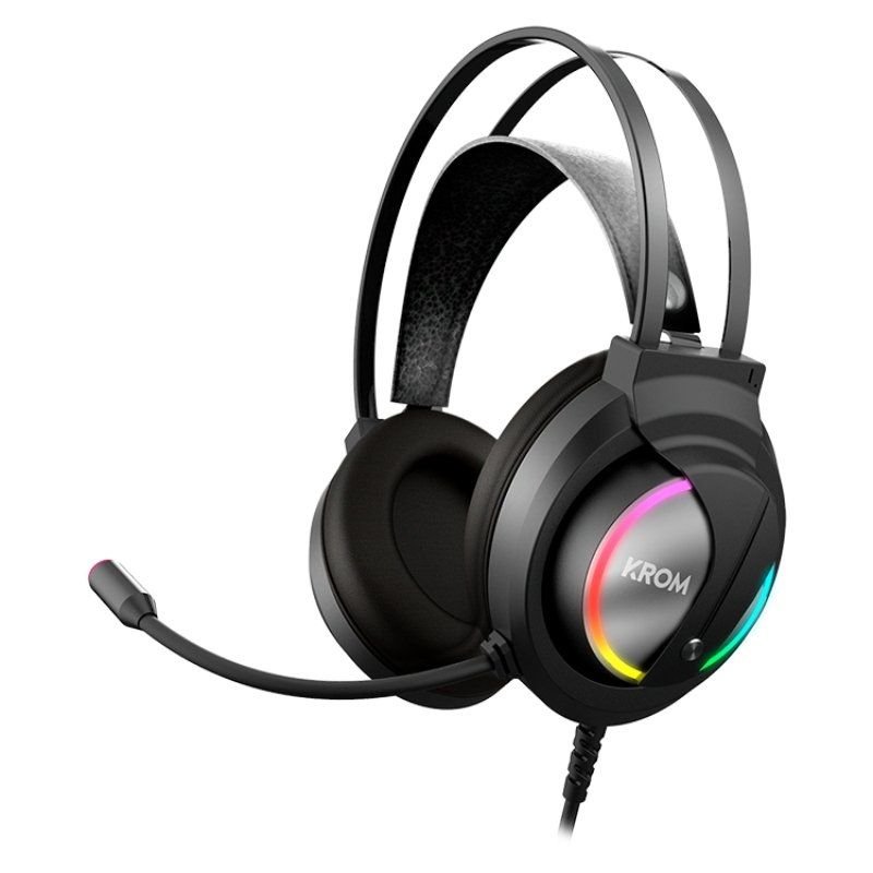 Fone de ouvido Krom Kappa Gaming com Microfone| Entrada 3.5| USB 2.0| Preto