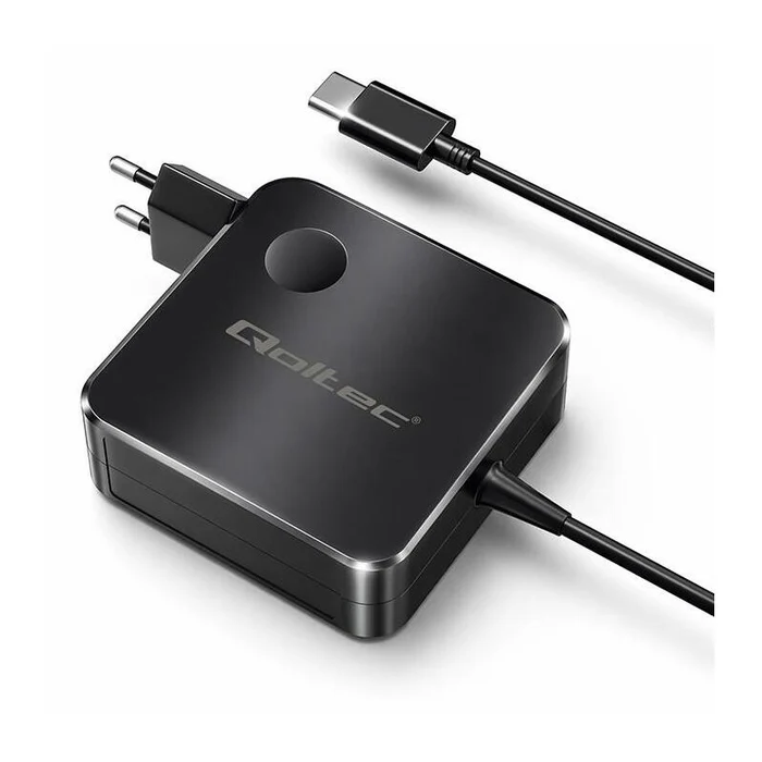 Qoltec 65w Gan Super Fast Carregador de rede principal, USB-C PD PPS 5-21v 3-3,25a Macbook Smartphone Cabo 1,8m