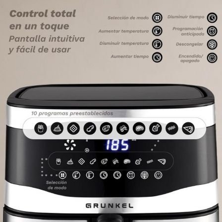 Freidadora a ar Fritadeira | Grunkel Maxisteelfryer sem óleo | 2200W | Capacidade 9L