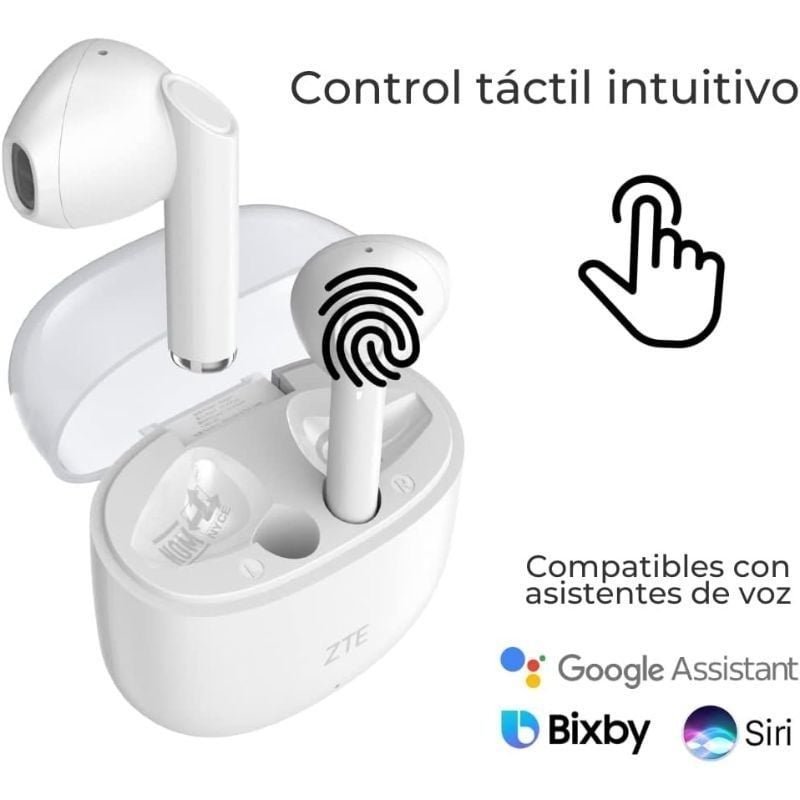 ZTE Buds 2 fone de ouvido Bluetooth com estojo de carregamento| Autonomia 5H| brancos