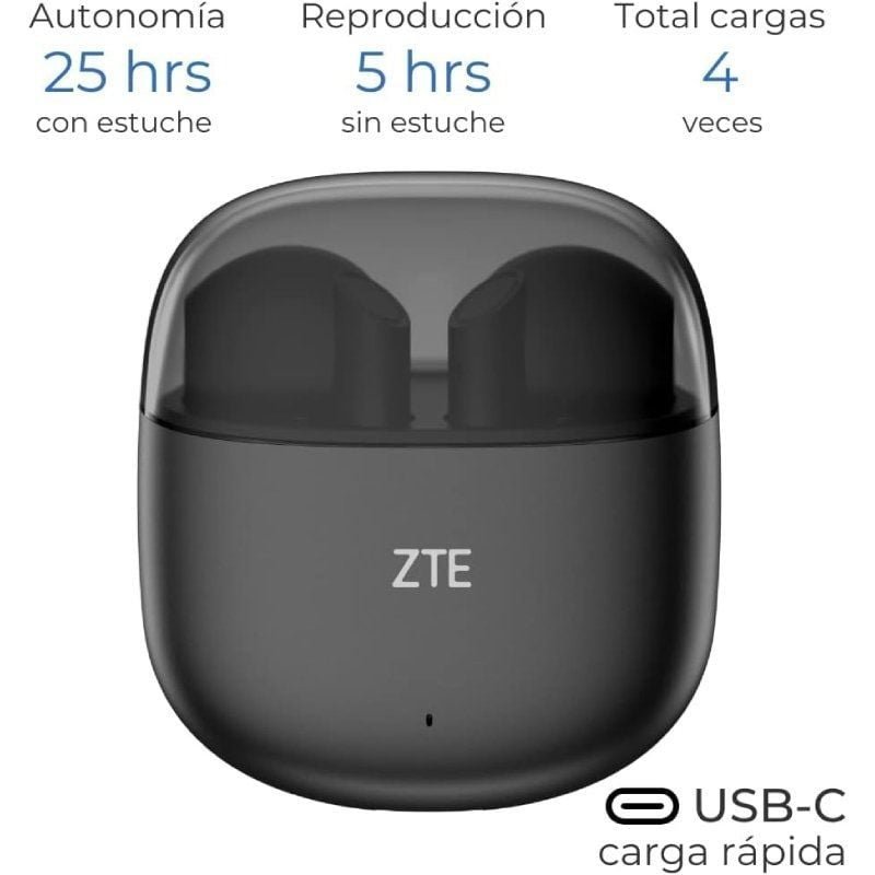 ZTE Buds 2 fone de ouvido Bluetooth com estojo de carregamento| Autonomia 5H| Pretos