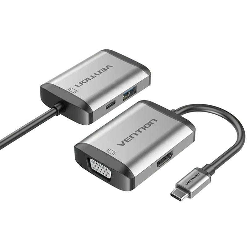 Conversor de Venção TFAHB| 1xUSB| 1xhdmi| 1xvga| 1xUSB Tipo-C PD| Cinzento
