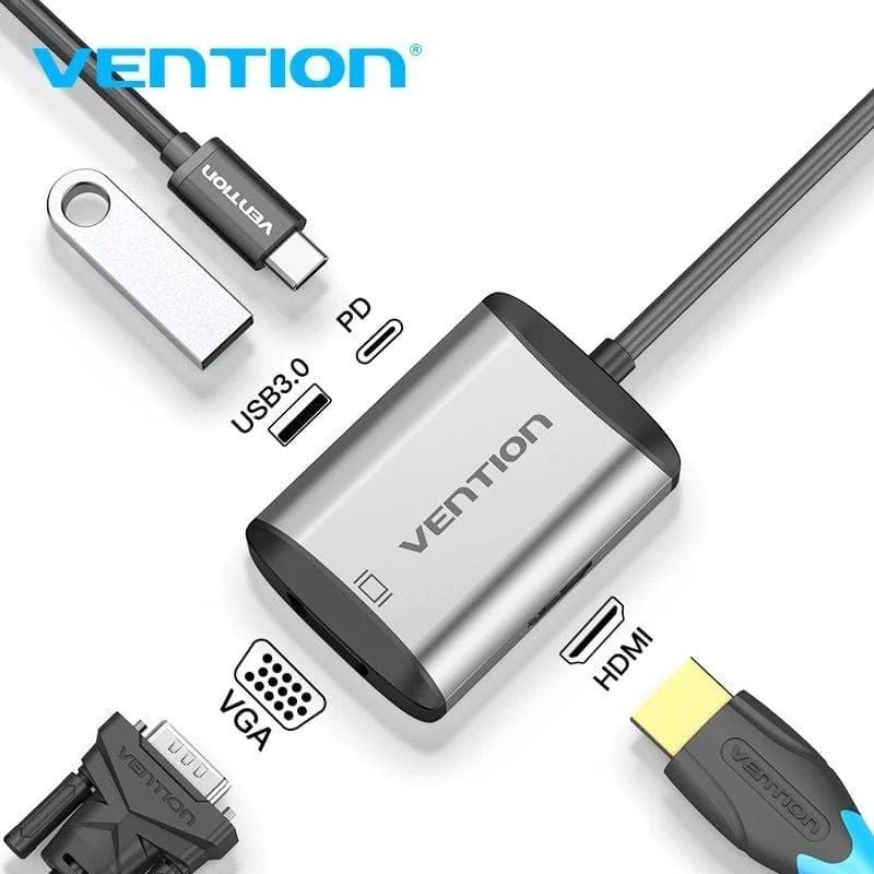 Conversor de Venção TFAHB| 1xUSB| 1xhdmi| 1xvga| 1xUSB Tipo-C PD| Cinzento