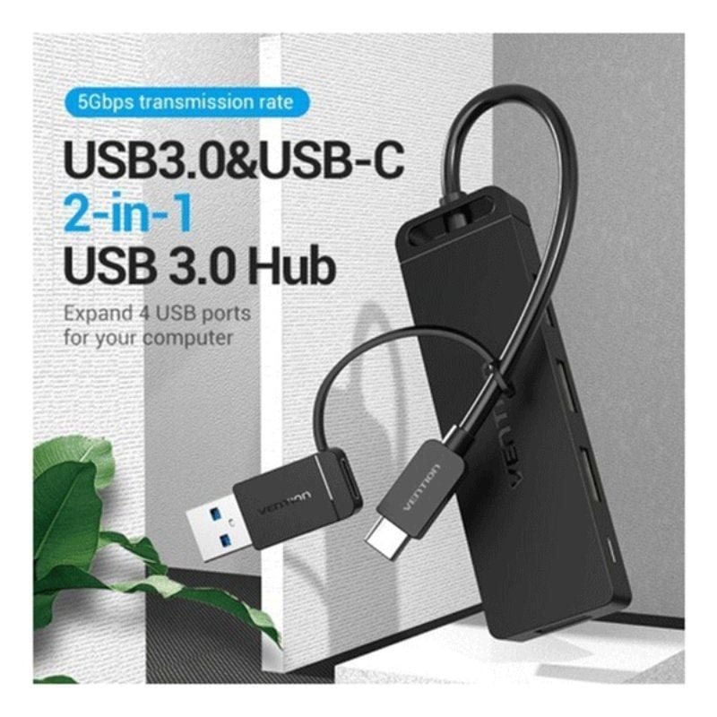 Hub USB 3.0 e tipo-C vention CHTBB| 4xUSB| USB Tipo-C PD