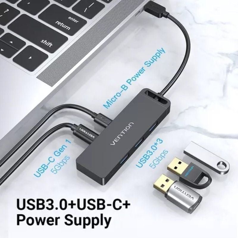 hub usb tipo-c vention tgtbb| 3xUSB| 1xUSB Tipo-c| 1x MicroUSB PD