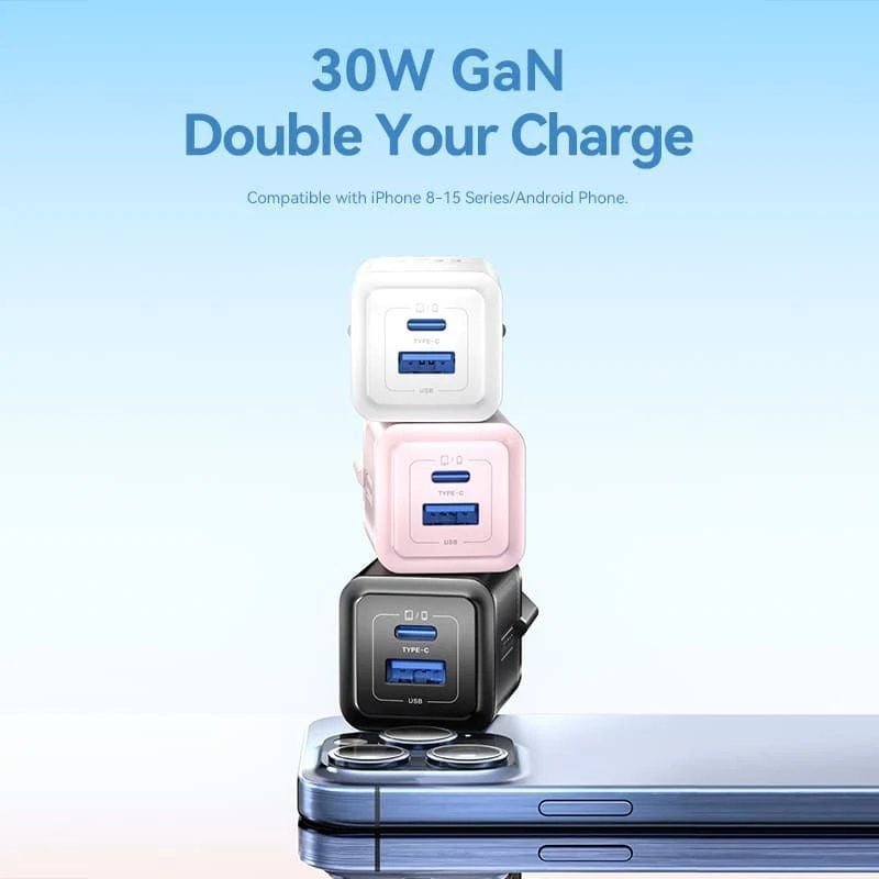 Carregador de Parede GaN Vention FEQB0-EU| 1xUSB Tipo-C| 1xUSB| 30W