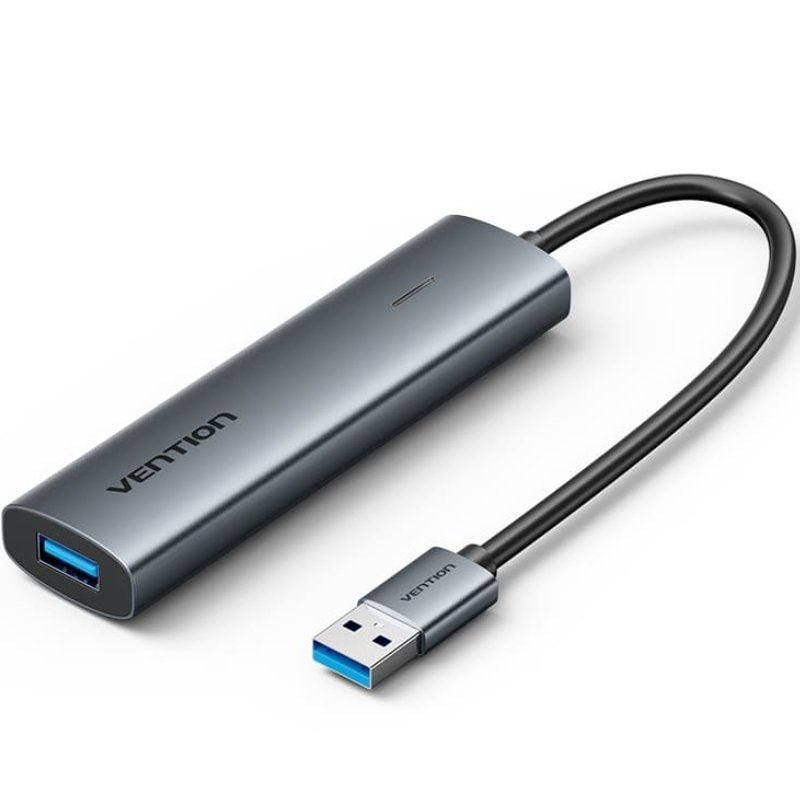 Hub USB 3.0 Vention TGXHB| 1xUSB Tipo-c| 3xUSB| 1xUSB Tipo-C PD| Cinzento