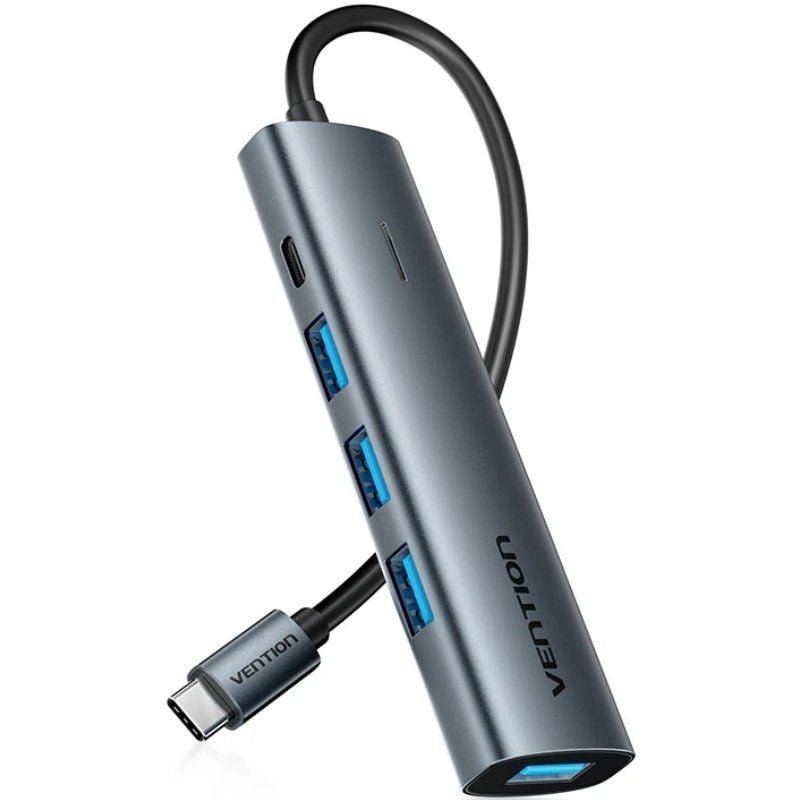 Hub USB Tipo-C 3.0 Vention TGZHB| 3xUSB| 1xUSB Tipo-C PD| Cinzento