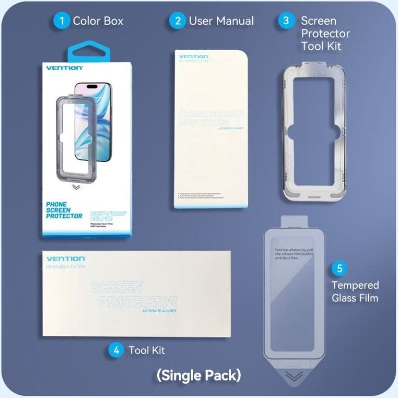 2 pacotes protetores de tela de vidro temperado vention kuptca-10 para iphone 16 + ferramenta de instalação de poeira