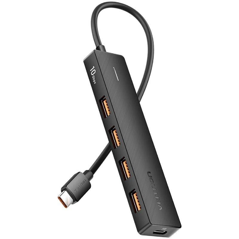 Hub USB Tipo-C 3.2 Venção CKCBB| 4xUSB| 1xUSB Tipo-C PD