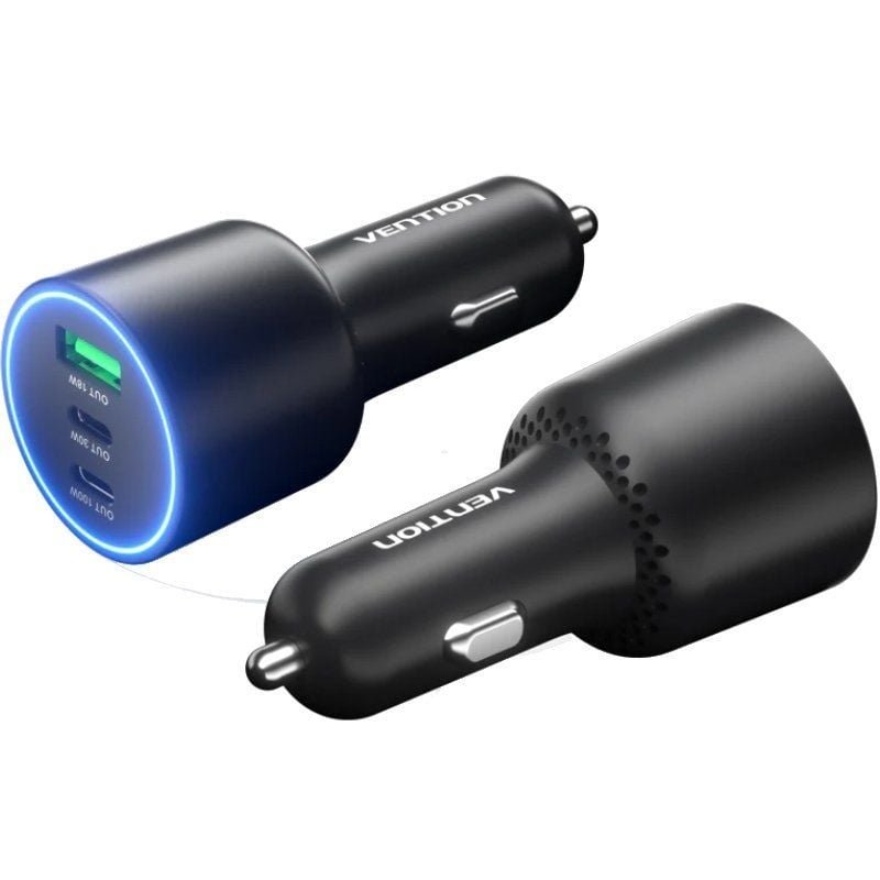 Carregador de carro Vention FFQB0| 2xUSB-Tipo C| 1xUSB| 100W