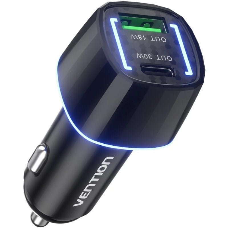 Carregador de carro Vention FFRB0| 1xUSB-Tipo C| 1xUSB| 48W