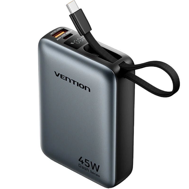 Powerbank 20000mAh Vention FHGH0| 45W| Gris| Inclui Cabo USB Tipo-C
