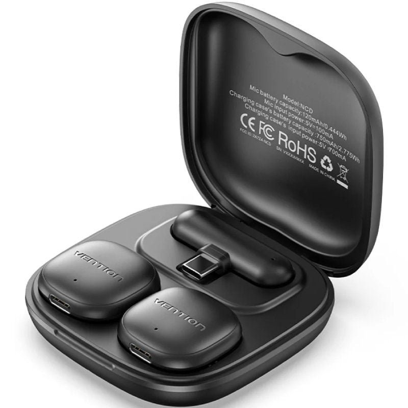 Clip Vention Lavalier NCDB0 Microfone sem fio| USB tipo-c| Relâmpago| Inclui receptor| 2 unidades