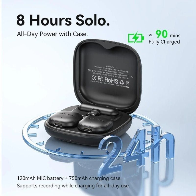 Clip Vention Lavalier NCDB0 Microfone sem fio| USB tipo-c| Relâmpago| Inclui receptor| 2 unidades