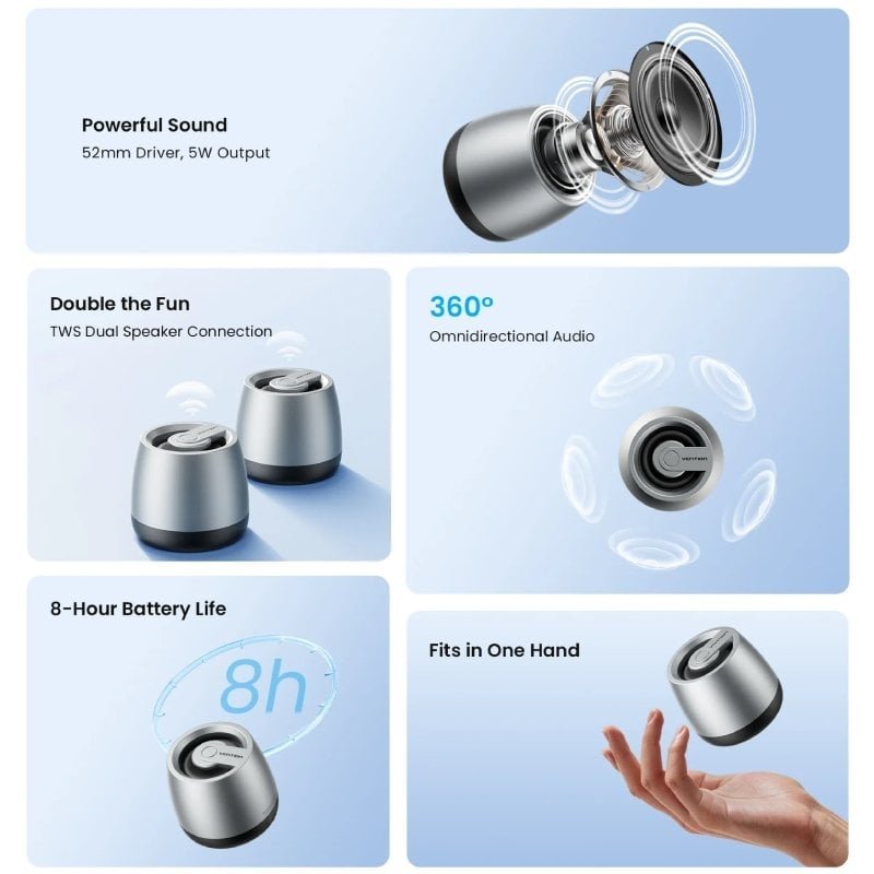 Vention Omni O11 NDCI0 alto-falante Bluetooth| 5W| 1.0| Prata