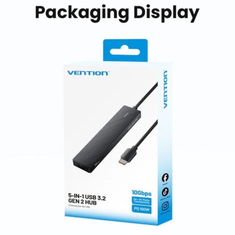 Hub USB Tipo-C 3.2 Vention CKDBB| 2xUSB| 2XUSB Tipo-c| 1xUSB Tipo-C PD