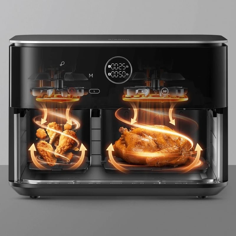 Fritadeira Smart Air Airfryer | Sem óleo Xiaomi Dual Zone Air Fryer 10L | Resistência Dupla 2700W| Capacidade 10L (6,5L + 3,5L)
