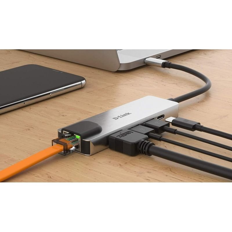 Docking USB Tipo-C D-Link DUB-M520| 2xUSB| 1xUSB Tipo-C| 1xHDMI 4K| 1xRJ45| 1xThunderbolt| Cinza