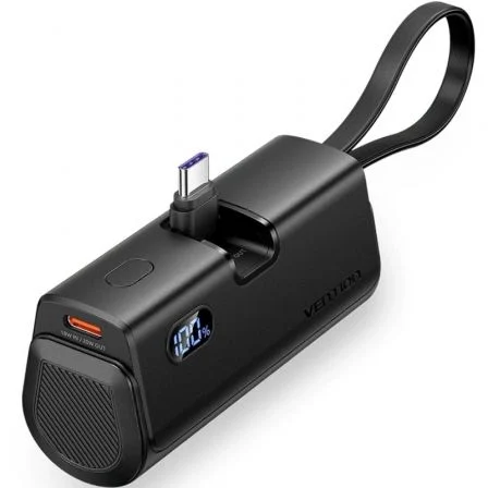 Powerbank 4800mAh Vention FHQB0| 22,5W Preto| Inclui cabo USB Type-C e Lightning