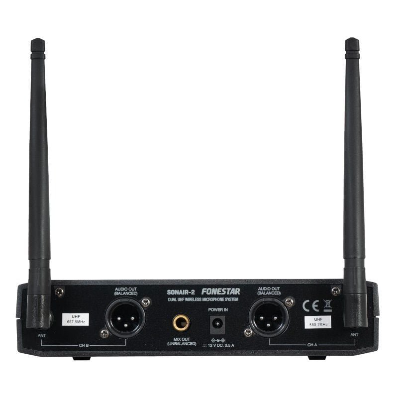 Dual portátil UHF FoneStar Sonair-2M Microfone sem fio| Inclui receptor