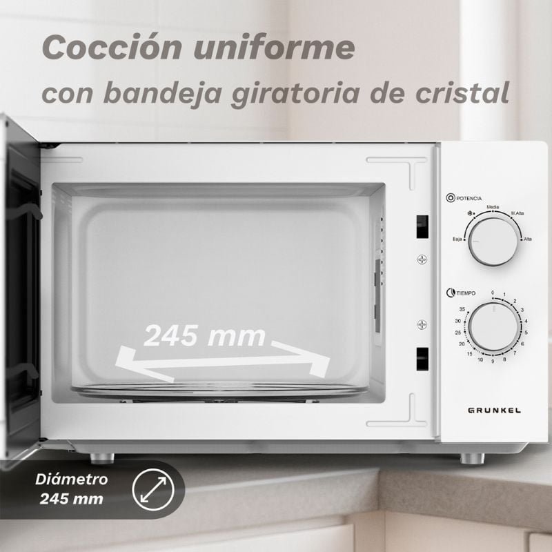 Microondas Grunkel MW-25EASY | 850W| Capacidade 25L| Branco