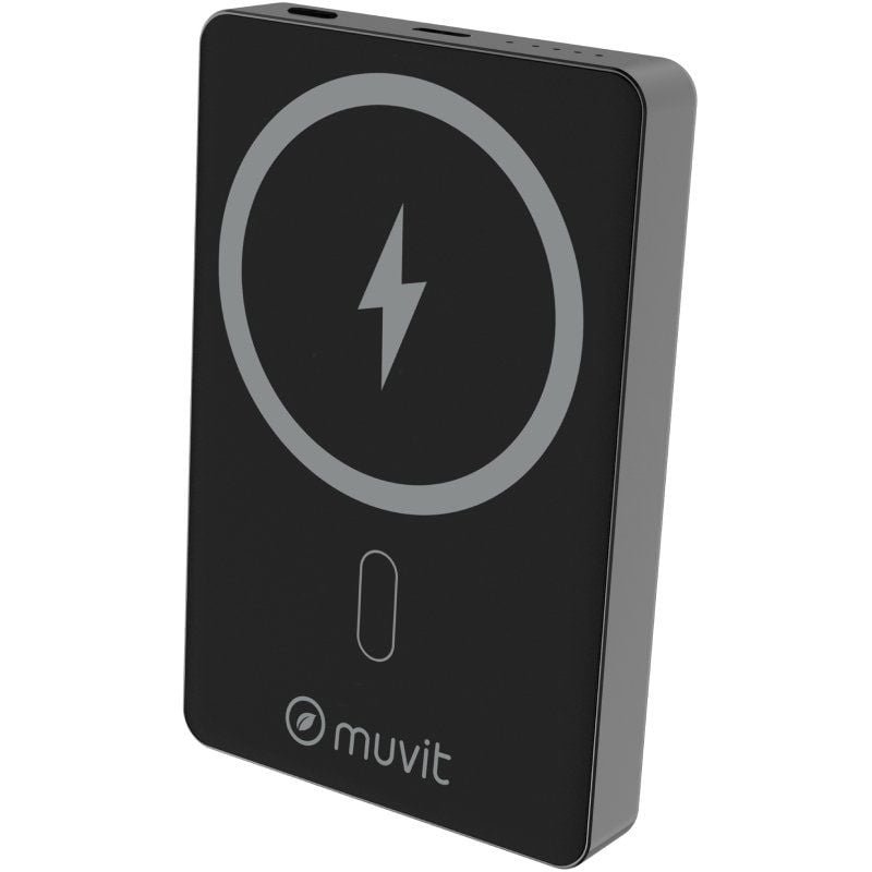 Powerbank 10000mAh Muvit para mudança MCCHP0010| 20W| Sem fio | Preto| Inclui cabo USB tipo C