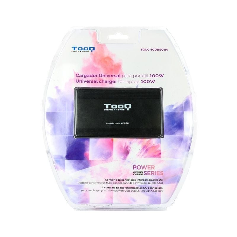 TooQ TQLC-100BS01M carregador de portátil| 1xUSB| 100W| Manual| 12 conectores| Tensão 12-24V