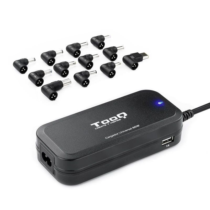 TooQ TQLC-90BS02AT Carregador de portátil| 90W| 2xUSB| Automático| 12 conectores| Tensão 12-20V