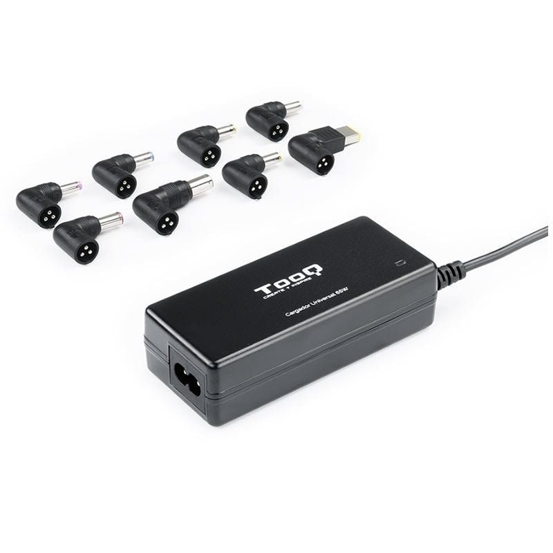 TooQ TQLC-65BS02AT Carregador de portátil | 65W| 1xUSB| Automático| 8 conectores| Tensão 18,5-20V| 1 USB