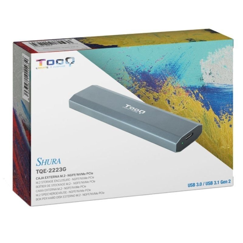 Caixa externa para SSD M.2 NVMe TooQ TQE-2223G| USB 3.2| sem parafusos